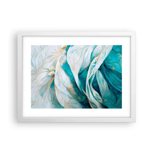 Affisch i vit ram - Blå abstraktion med guldmotiv - 40x30 cm