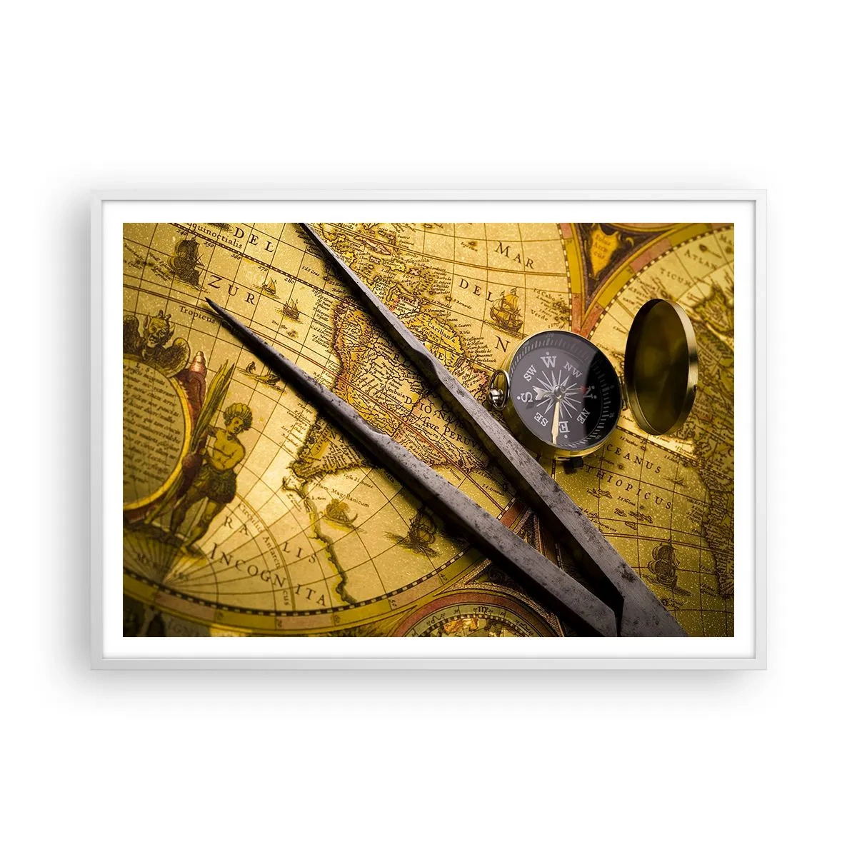 Affisch i vit ram - Var är skatterna? - 100x70 cm