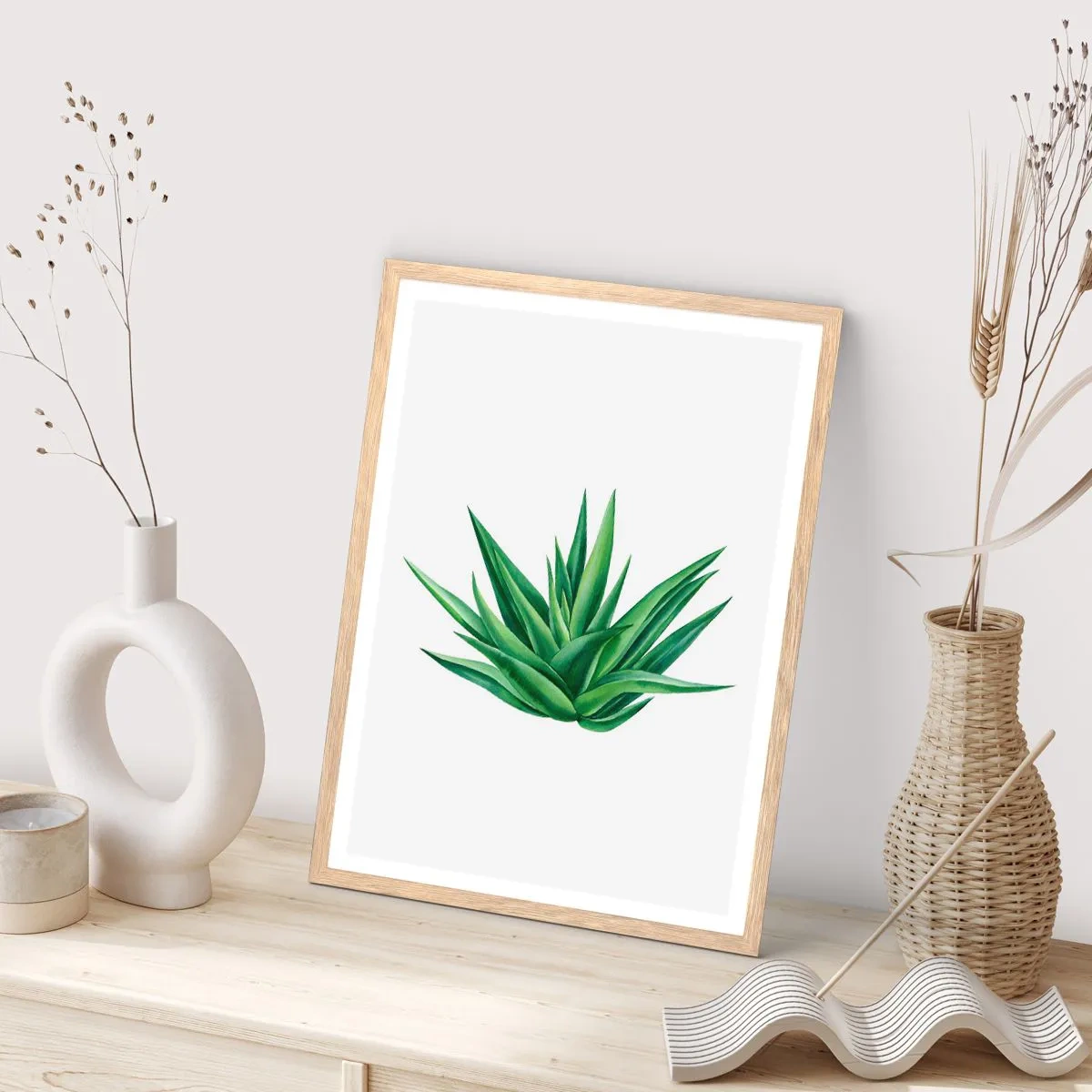 Affisch i ram av ljusek - Grönt - styrka - liv - 50x70 cm