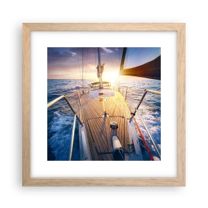 Affisch i ram av ljusek - Springa på vågorna - 30x30 cm