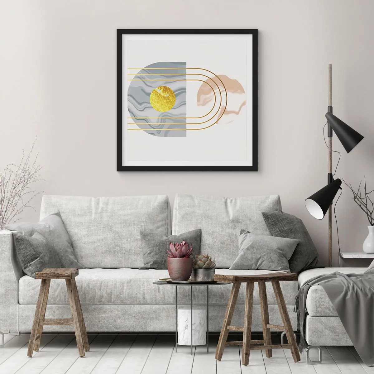 Affisch i svart ram - Ljushet och sken - 60x60 cm