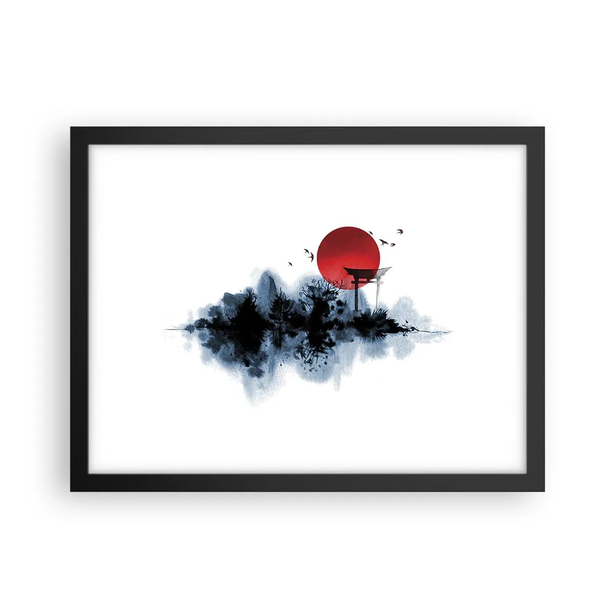 Affisch i svart ram - Japansk utsikt - 40x30 cm