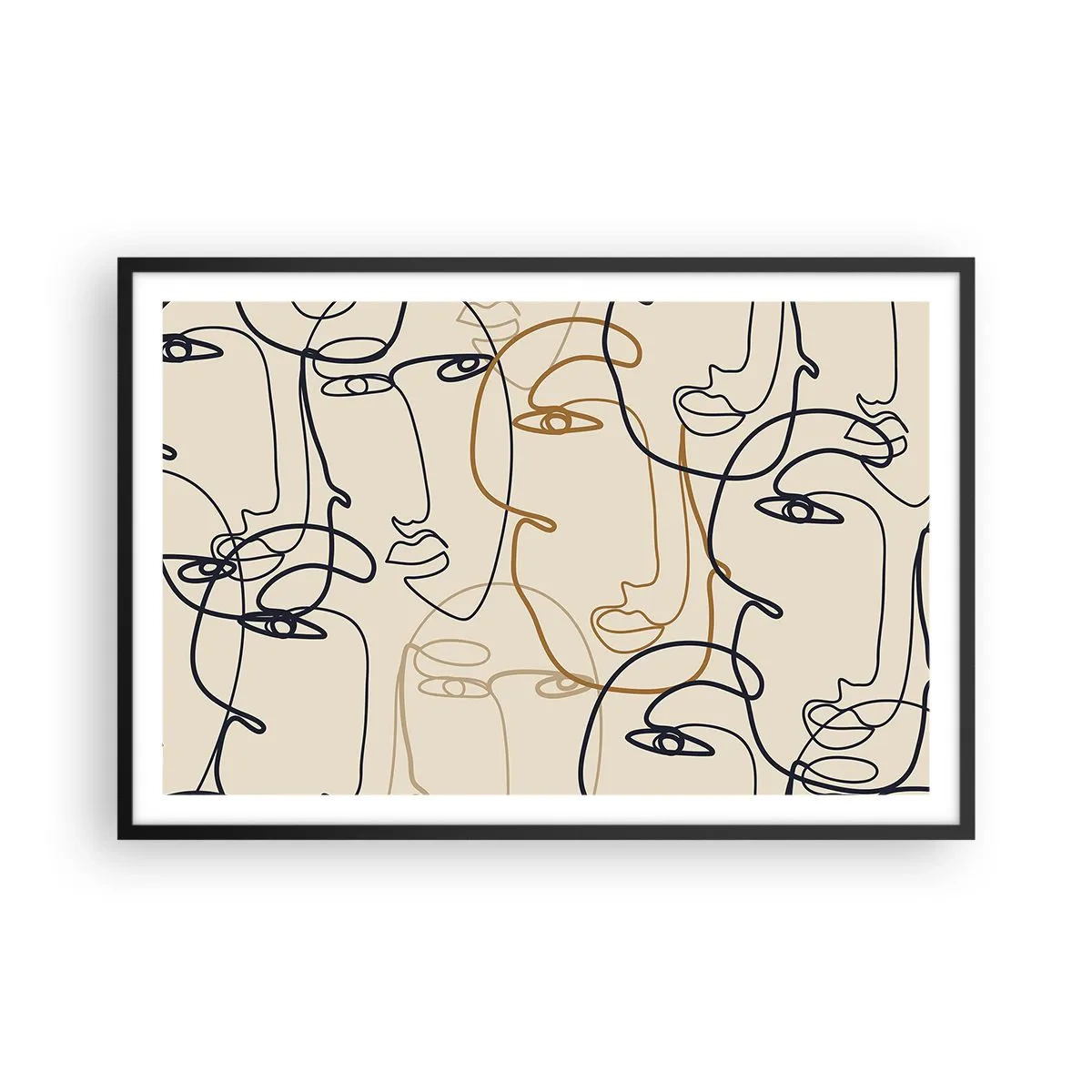Affisch i svart ram - Mångfaldigad porträtt - 91x61 cm