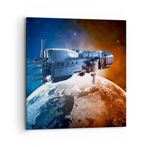 Canvastavla - Bild på duk - Uppmärksam åskådare - 70x70 cm