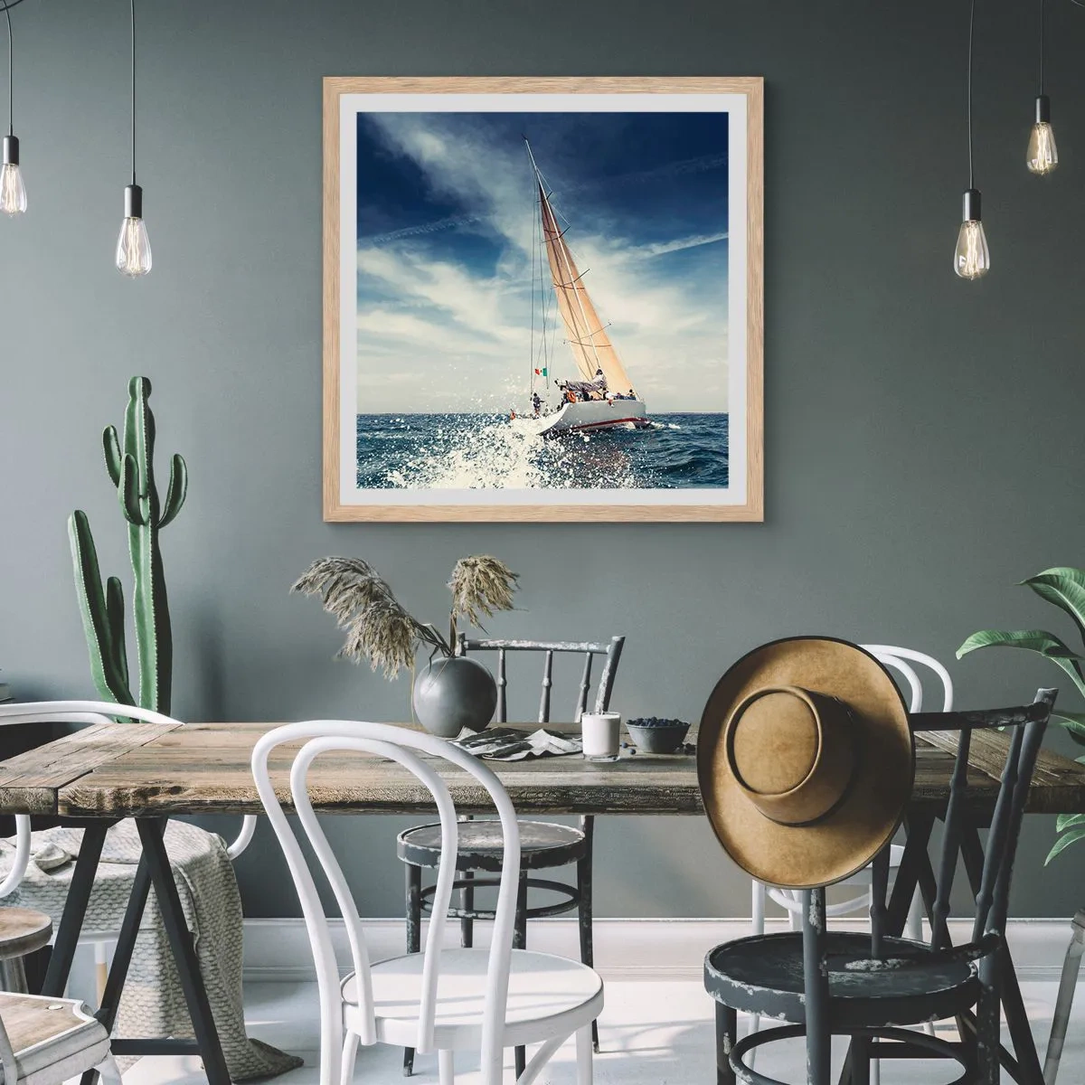 Affisch i ram av ljusek - De hinner inte ikapp oss! - 30x30 cm