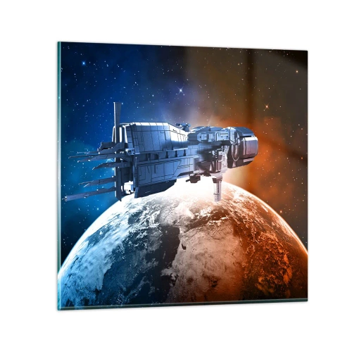 Glastavla - Bild på glas - Uppmärksam åskådare - 70x70 cm