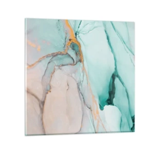 Glastavla - Bild på glas - Formernas och färgernas dans - 40x40 cm