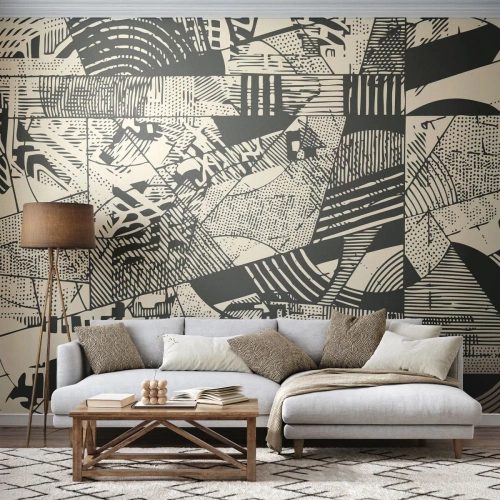 Fototapet Premium Canvas - Nutidens dynamik - Abstraktion, Årgång, Grafik - 100x70 cm