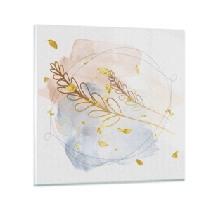 Glastavla - Bild på glas - En gyllene explosion - 30x30 cm