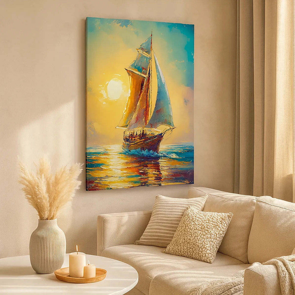 Canvastavla - Bild på duk - Under fulla segel - 50x70 cm