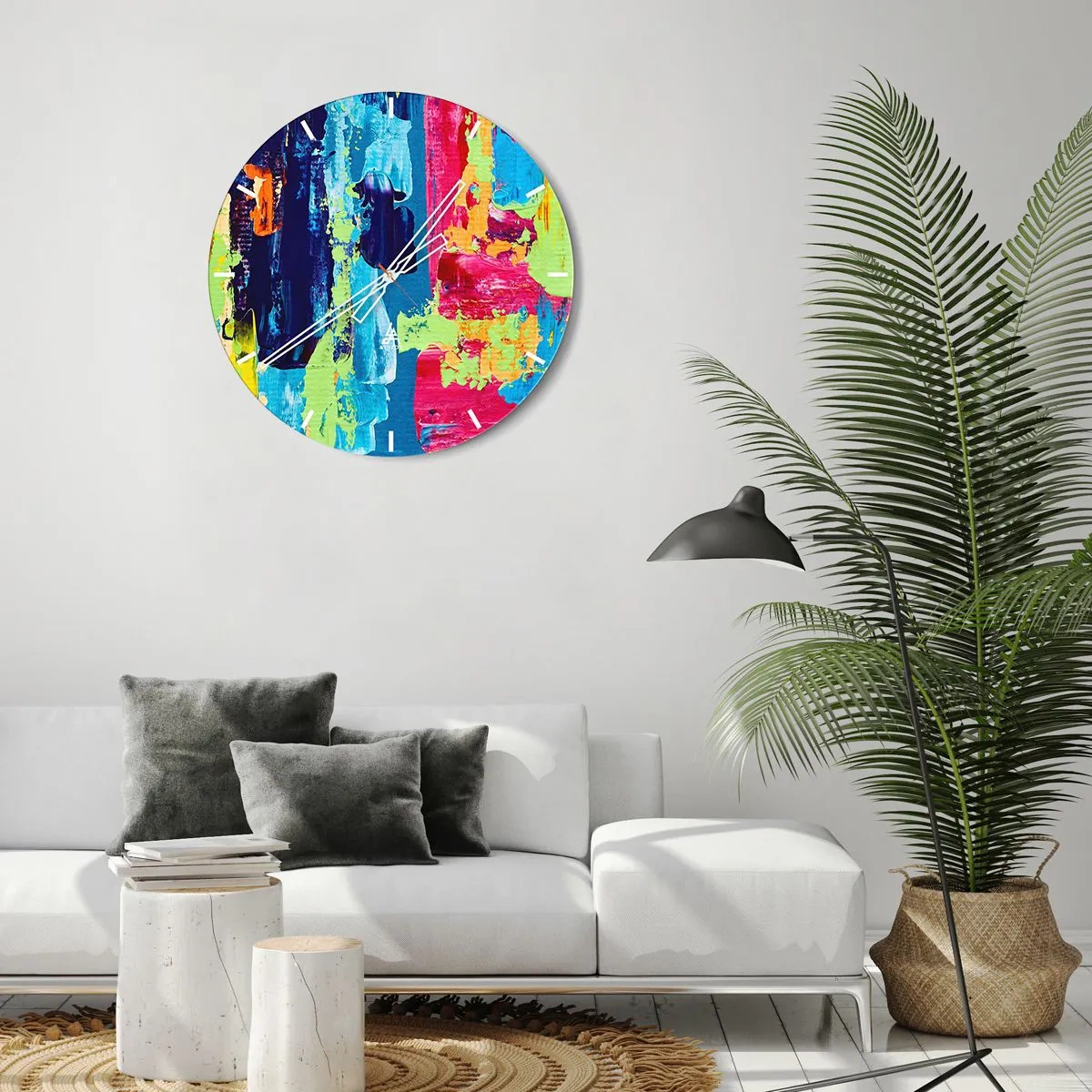 Väggklocka - Klocka på glas - Livet är skönt! - 40x40 cm