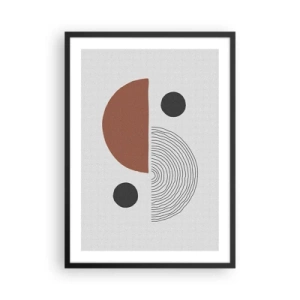 Affisch i svart ram - Abstrakt geometrisk komposition i varma färger - 50x70cm - Hjulets perfektion - Modern väggdekoration för vardagsrum och sovrum ARTTOR