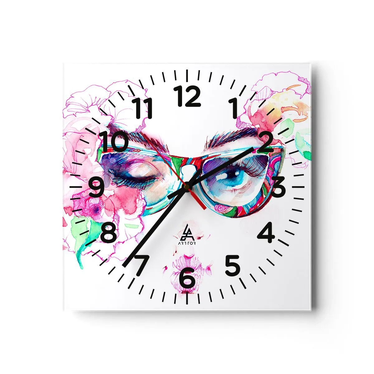 Väggklocka - Klocka på glas - Frestande löfte - 30x30 cm