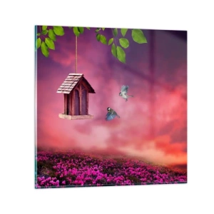 Glastavla - Bild på glas - Inbjudan till middag - 30x30 cm