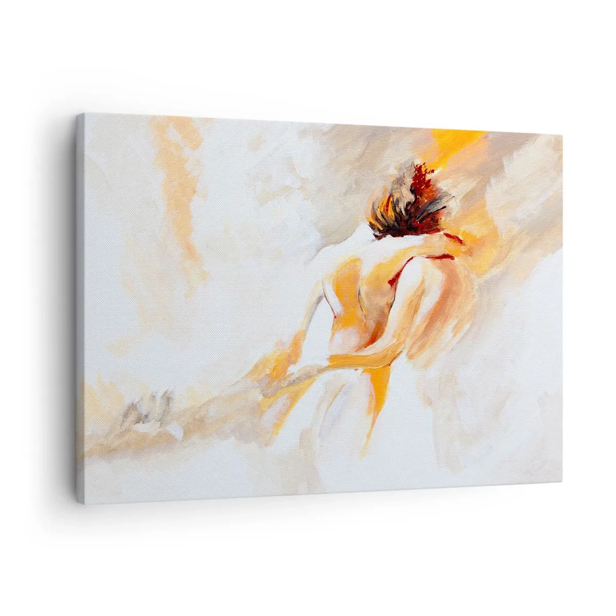 Canvastavla - Bild på duk - Abstrakt scen av en romantisk omfamning - 70x50cm - I närhetens himmel - Modern väggdekoration för vardagsrum och sovrum ARTTOR