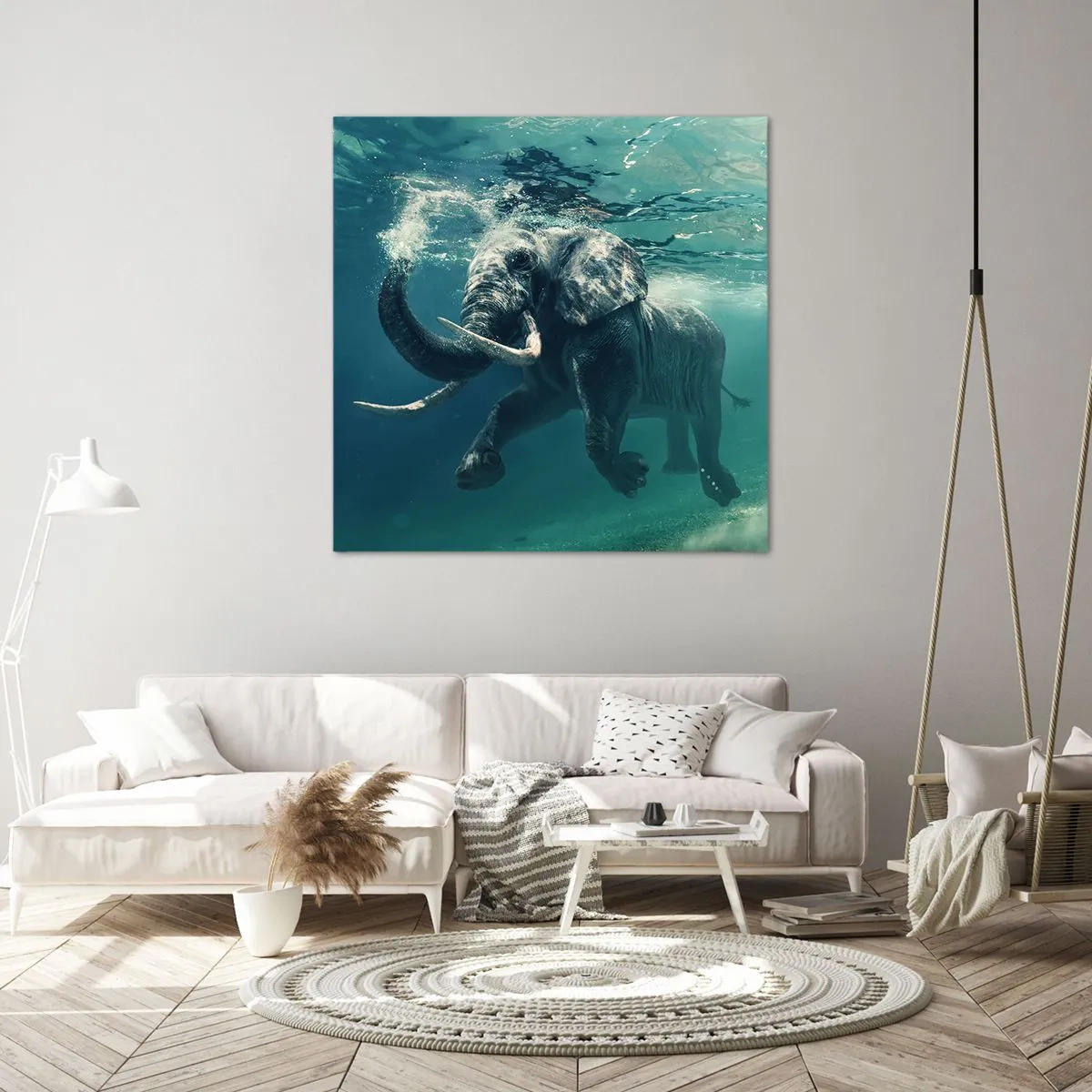 Canvastavla - Bild på duk - Alla tycker om att simma - 50x50 cm