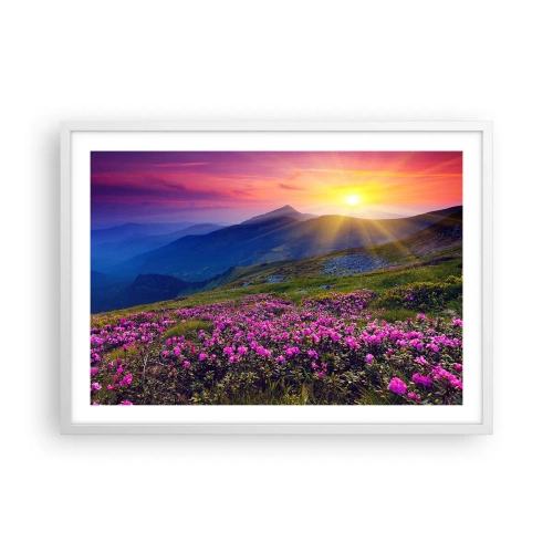 Affisch i vit ram - … Bergtallen doftar och örterna luktar runt omkring - 70x50 cm