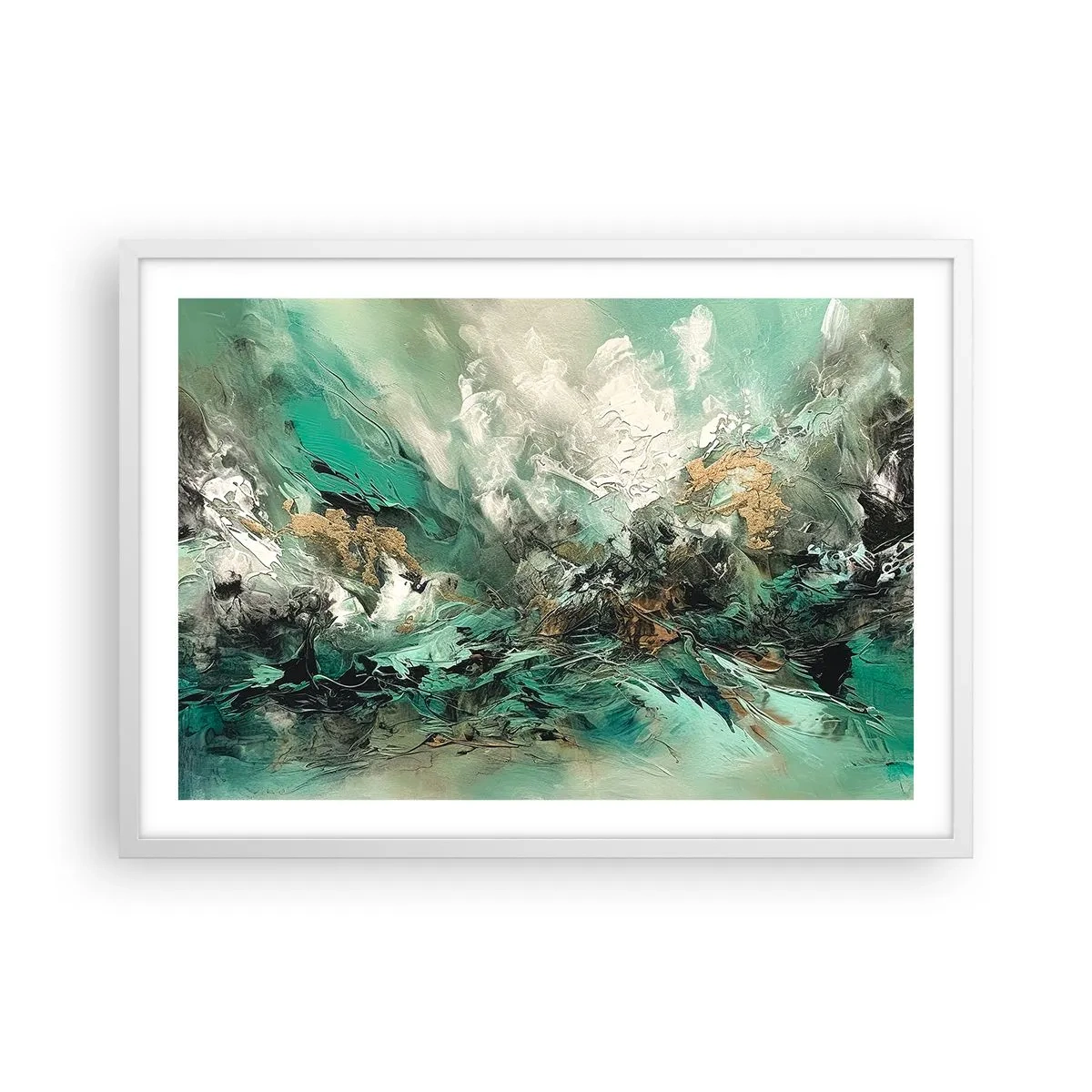 Affisch i vit ram - Smaragdsvart bränna - 70x50 cm