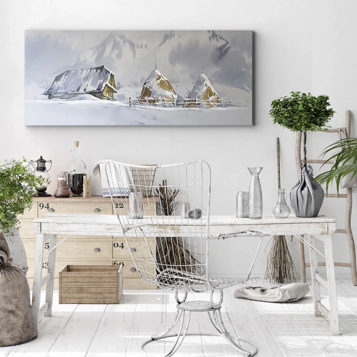 Canvastavla - Bild på duk - I snödalen - 90x30 cm