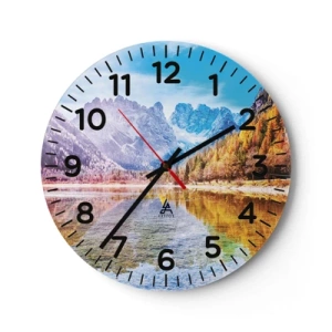 Väggklocka - Klocka på glas - Det är redan höst i fjällen - 30x30 cm