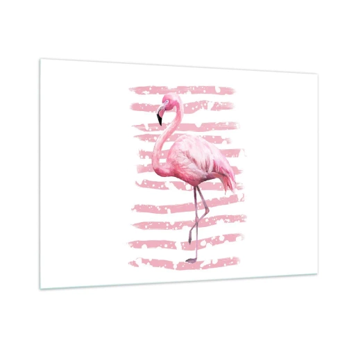 Glastavla - Bild på glas - Med värdighet trots i rosa färg - 100x70 cm