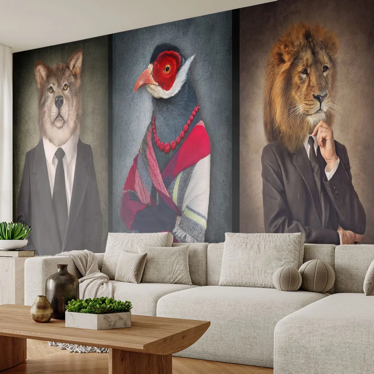 Fototapet Standard Eco - Vad gör jag här?! - Abstraktion, Hund, Fågel - 400x280 cm
