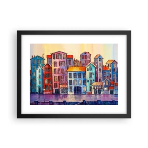 Affisch i svart ram - En sagostad  - 40x30 cm