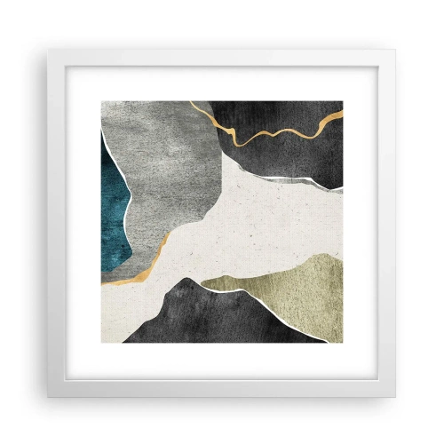 Affisch i vit ram - Mosaikkomposition med en guldtråd - 30x30 cm