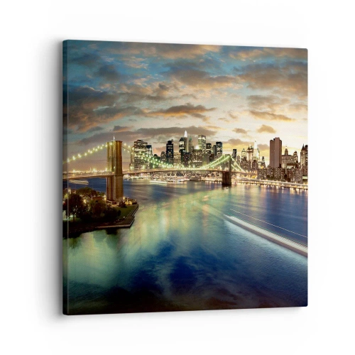 Canvastavla - Bild på duk - En ljus kväll över Manhattan. - 30x30 cm