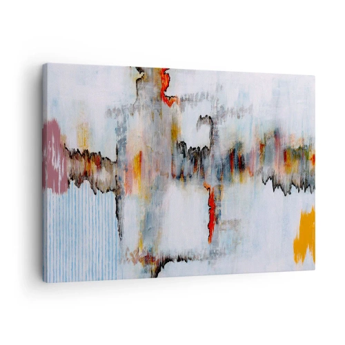 Canvastavla - Bild på duk - Abstrakt mönster med livfulla färger på en ljus bakgrund - 70x50cm - Med pinne på vatten - Modern väggdekoration för vardagsrum och sovrum ARTTOR