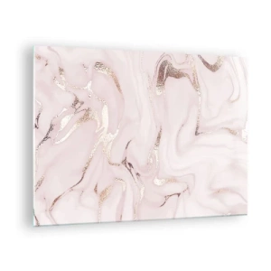 Glastavla - Bild på glas - Abstrakt marmormönster i roséguld - 70x50cm - Rosa raseri - Modern väggdekoration för vardagsrum och sovrum ARTTOR