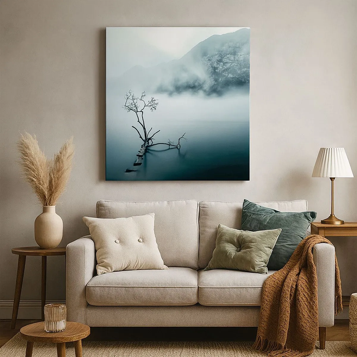 Canvastavla - Bild på duk - Ut ur vatten och dimma - 30x30 cm