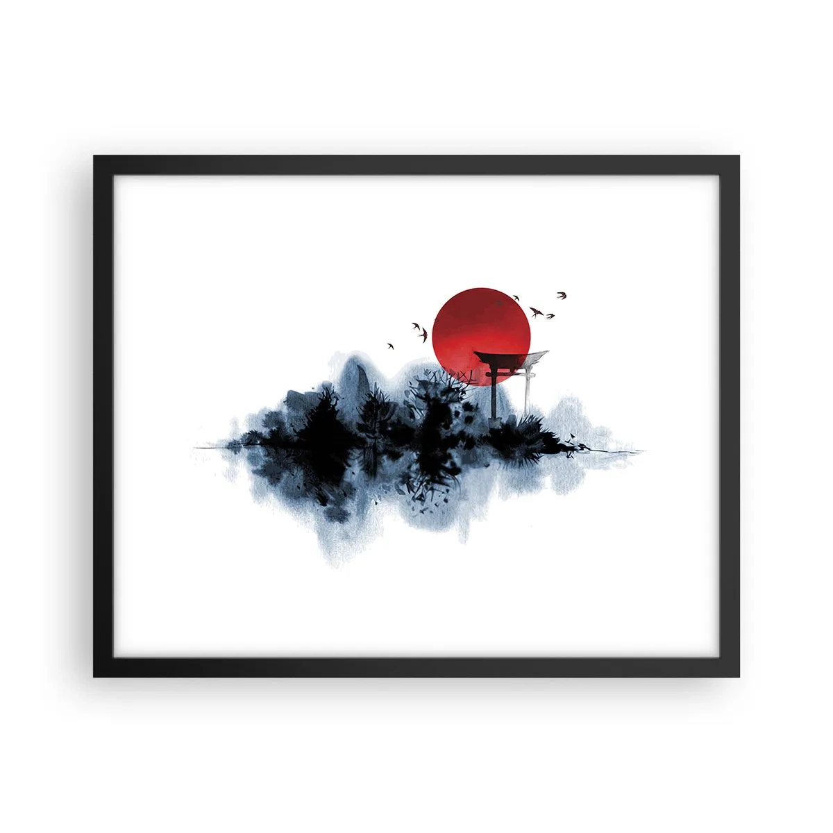 Affisch i svart ram - Japansk utsikt - 50x40 cm