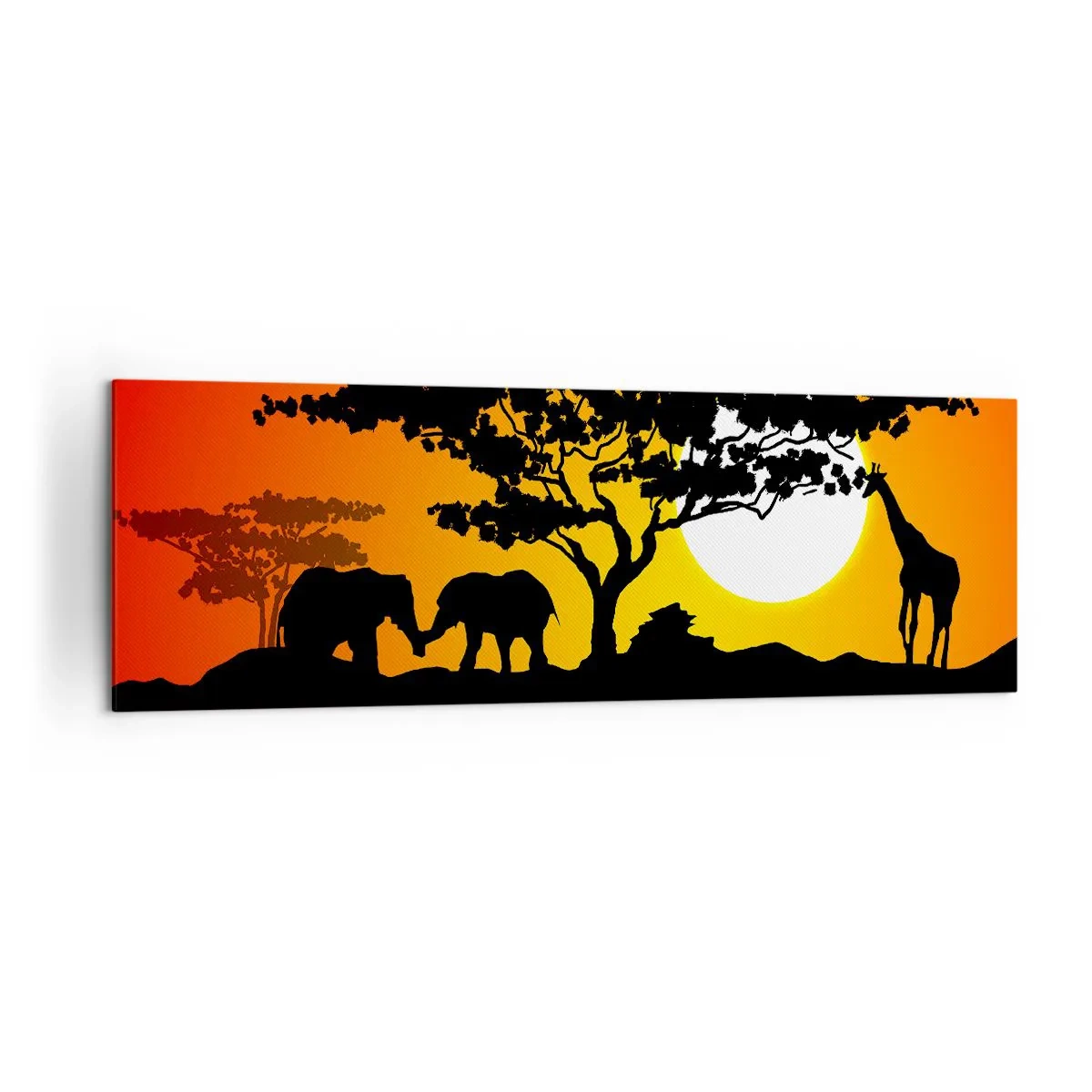 Canvastavla - Bild på duk - Ett möte ute i savannen - 160x50 cm