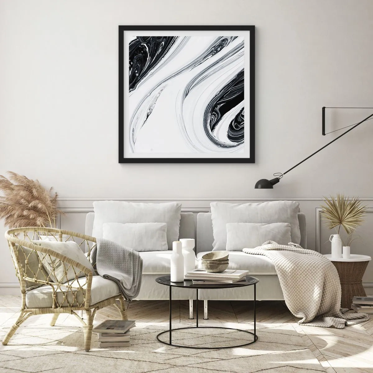 Affisch i svart ram - Motsatskombination - 60x60 cm