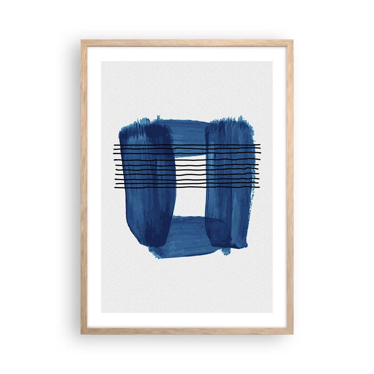 Affisch i ram av ljusek - Svart-blå komposition - 50x70 cm