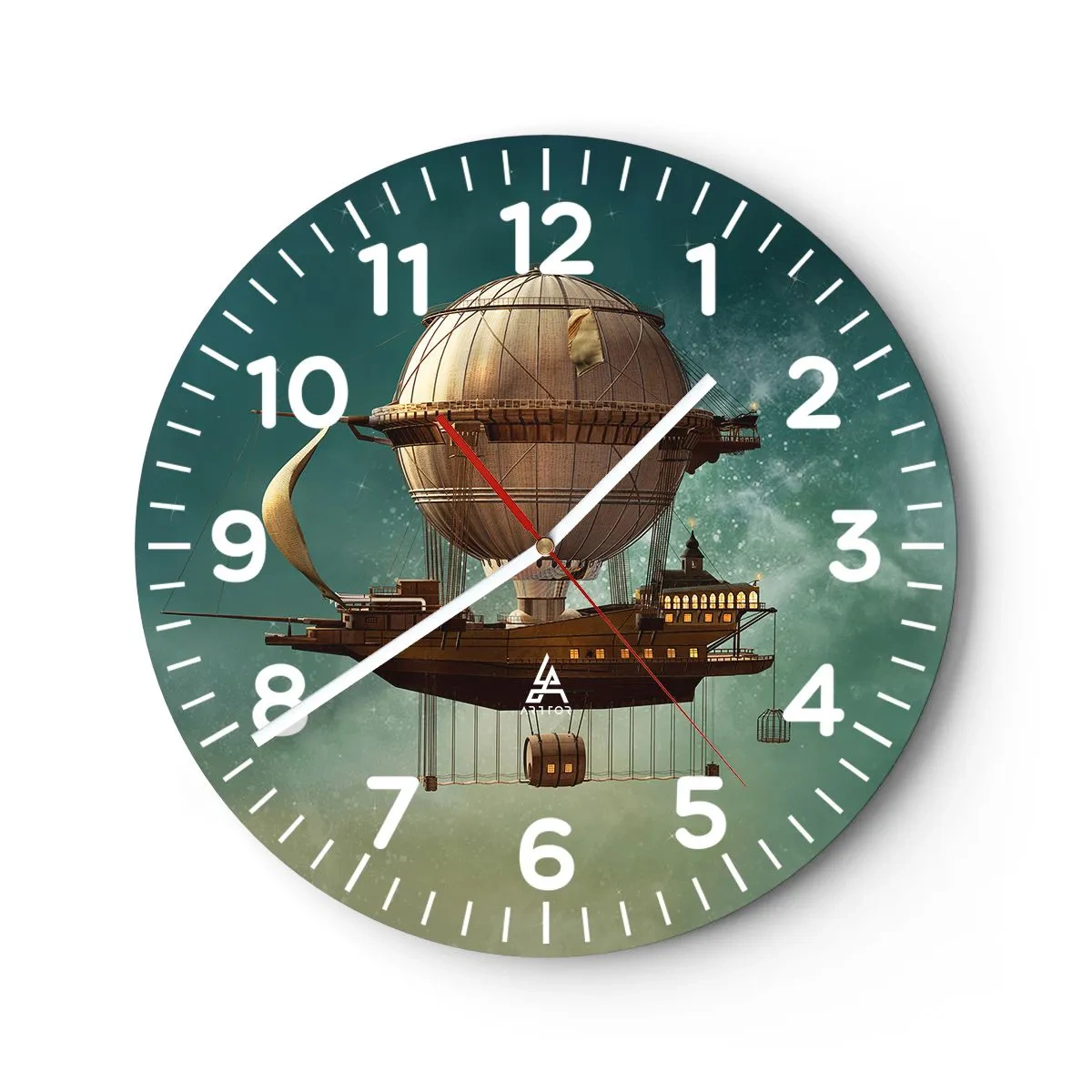 Väggklocka - Klocka på glas - Jules Verne hälsar - 40x40 cm