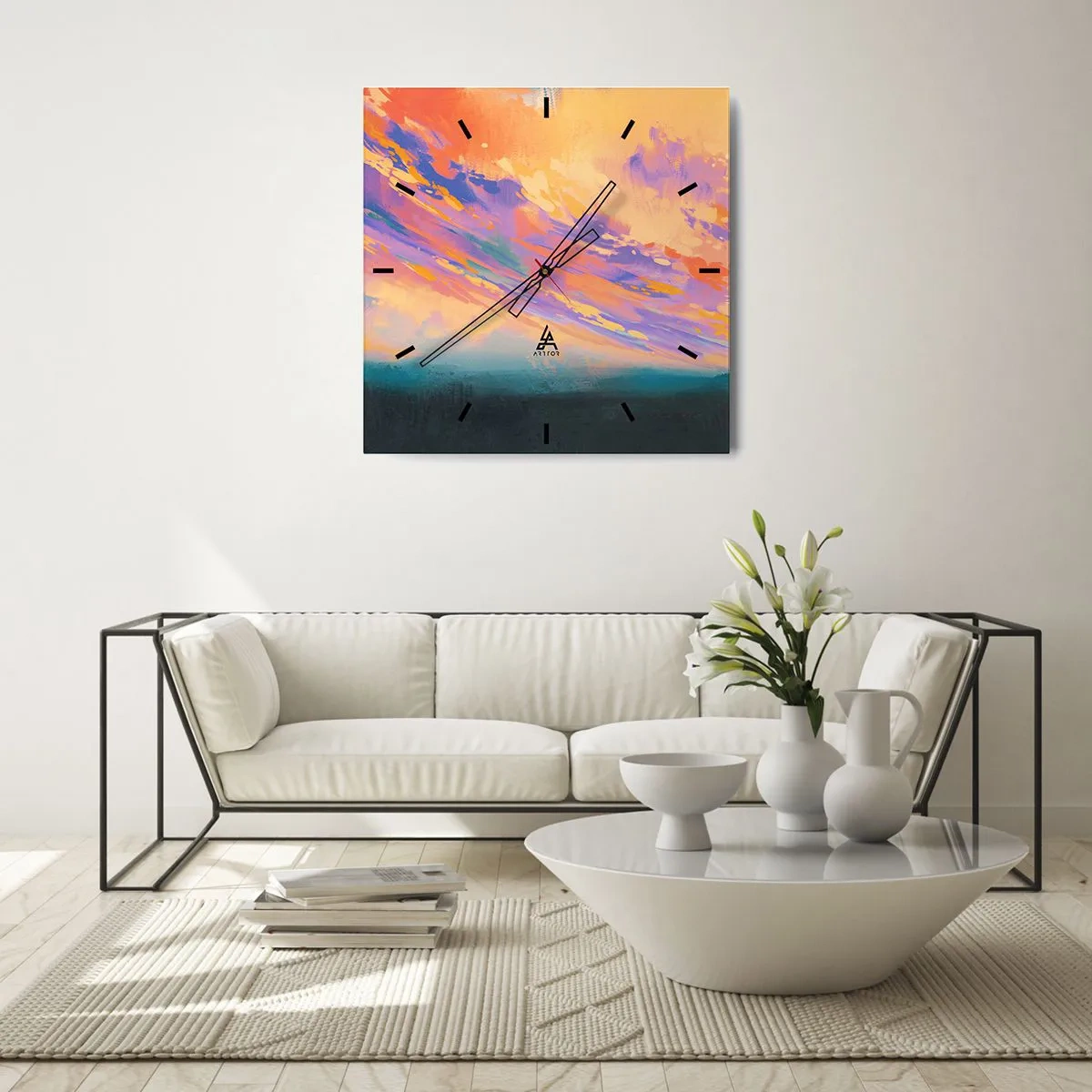 Väggklocka - Klocka på glas - Dragkraft - 40x40 cm