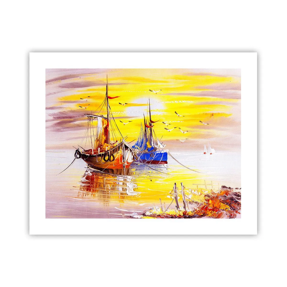 Affisch - Välförtjänt vila i hamnen - 50x40 cm