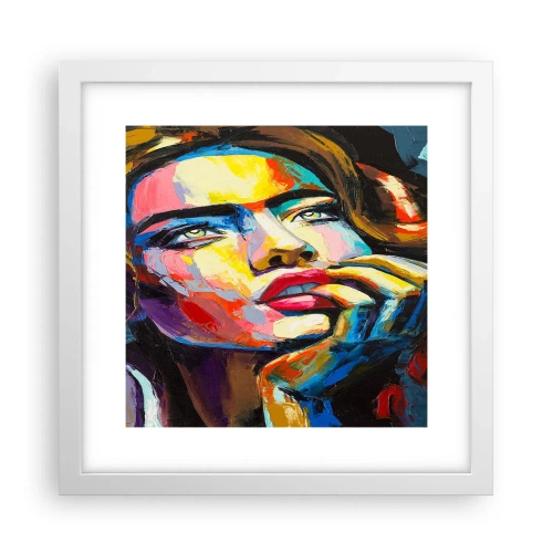 Affisch i vit ram - Drömmar seglar i himlen som fåglar - 30x30 cm