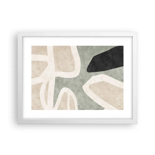Affisch i vit ram - Komposition med svart motiv - 40x30 cm