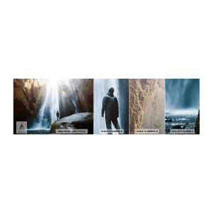 Provbit av självhäftande fototapet Deluxe Sticker - Proportioner återställs - Vattenfall, Stenar, Grotta - 100x30 cm