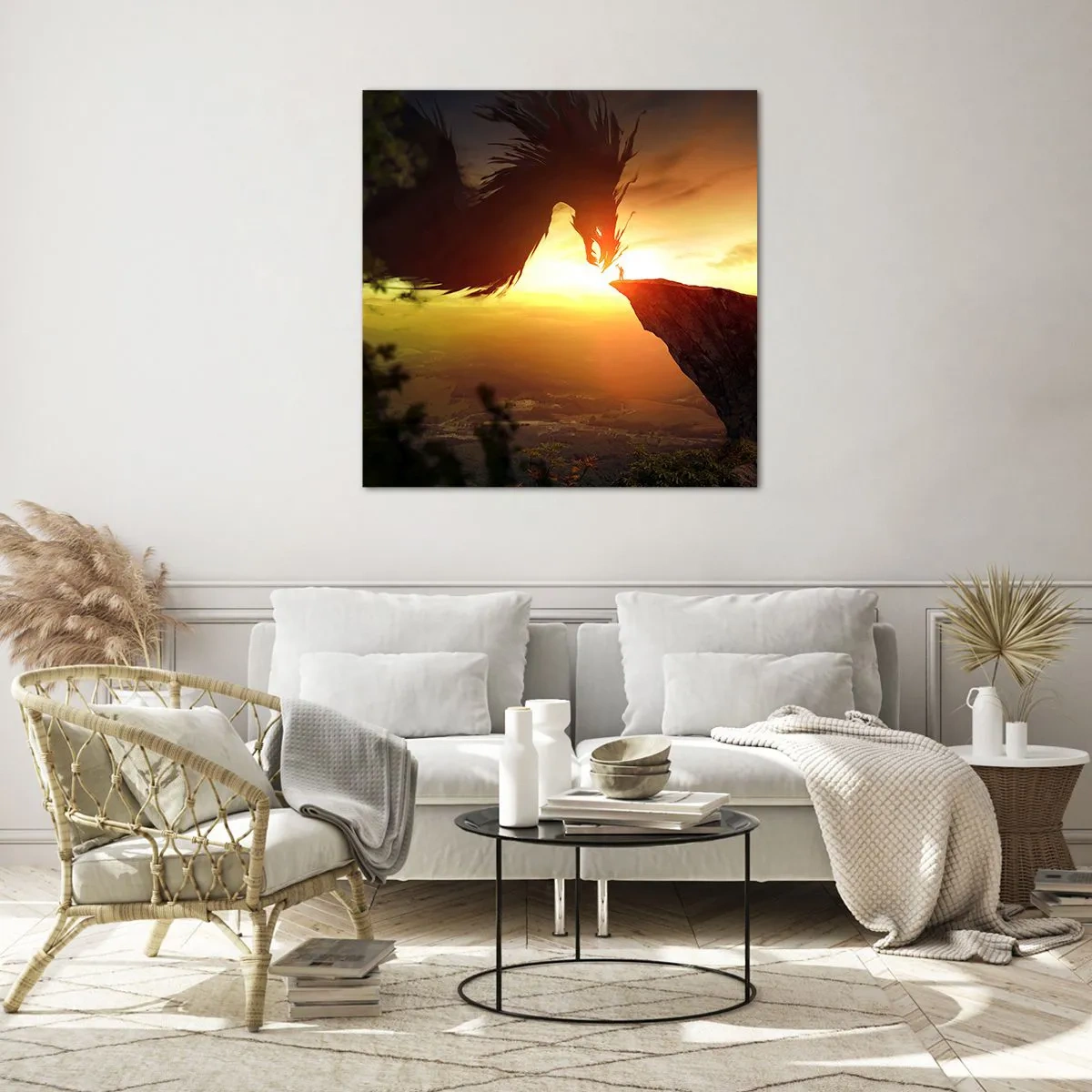 Glastavla - Bild på glas - Drakens tämjare - 60x60 cm