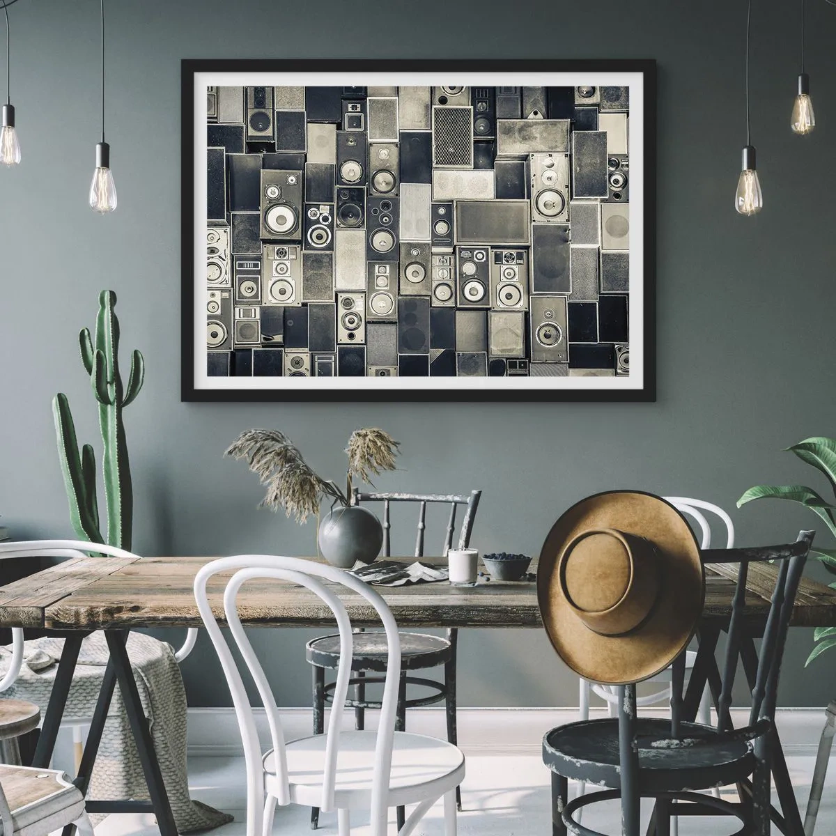 Affisch i svart ram - Allt väl - 100x70 cm