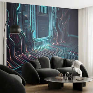 Självhäftande Fototapet Deluxe Sticker - Så här tänker jag... - Teknologi, Dator, Processor - 350x256 cm