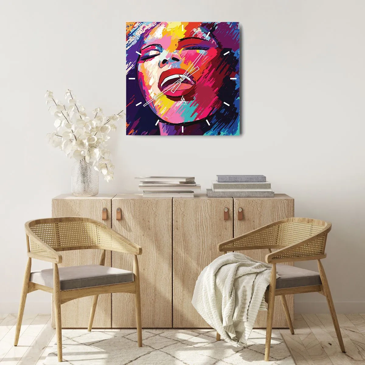 Väggklocka - Klocka på glas - Sjunga ut hela livet - 40x40 cm