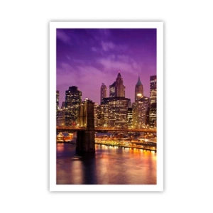 Affisch - Manhattan i violett och guld - 61x91 cm