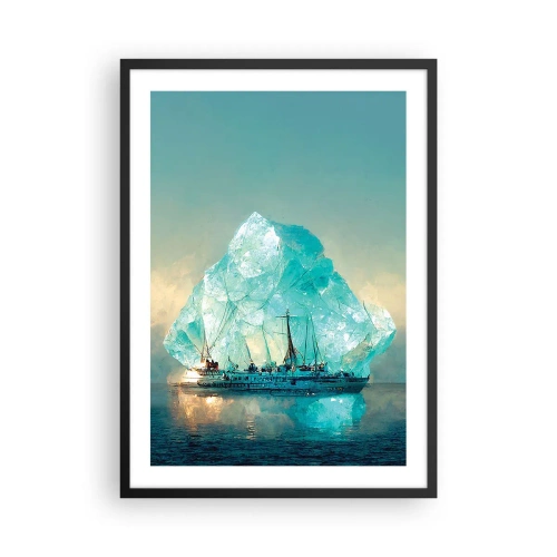 Affisch i svart ram - Ett fartyg nära ett gigantiskt isberg - 50x70cm - Arktisk briljant - Modern väggdekoration för vardagsrum och sovrum ARTTOR
