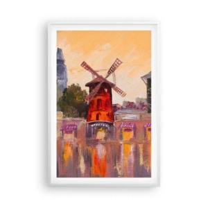 Affisch i vit ram - Ikoner av Paris – Moulin Rouge - 61x91 cm