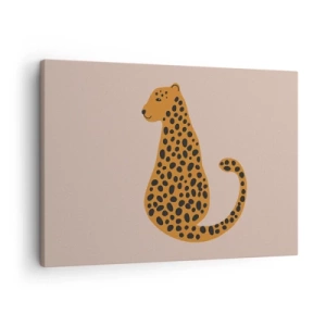 Canvastavla - Bild på duk - En minimalistisk teckning av en panter mot en beige bakgrund - 70x50cm - Pantermönster är inne - Modern väggdekoration för vardagsrum och sovrum ARTTOR